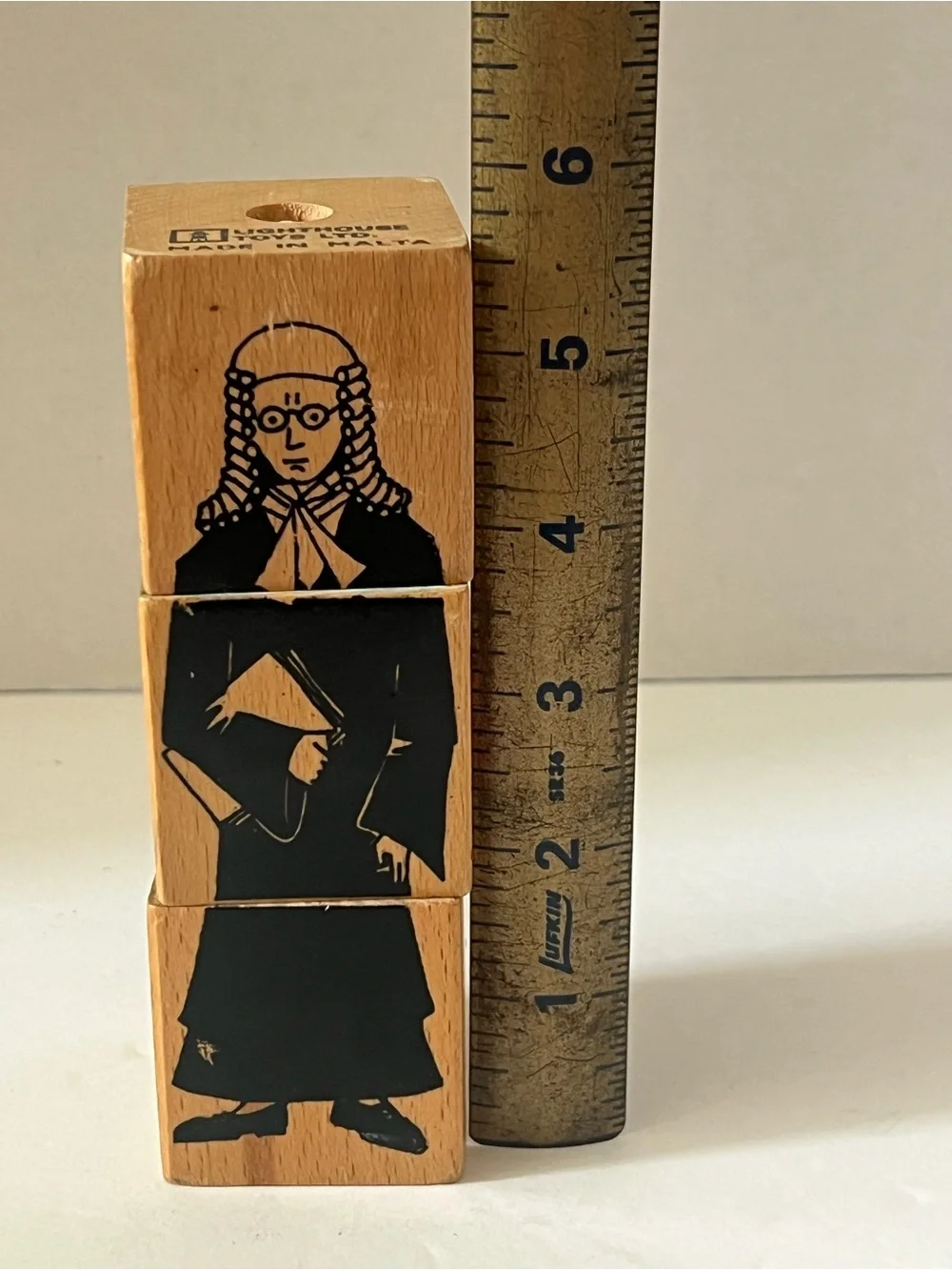 Vintage Lighthouse Toys Malta Wooden Mix & Match Character Block Puzzle